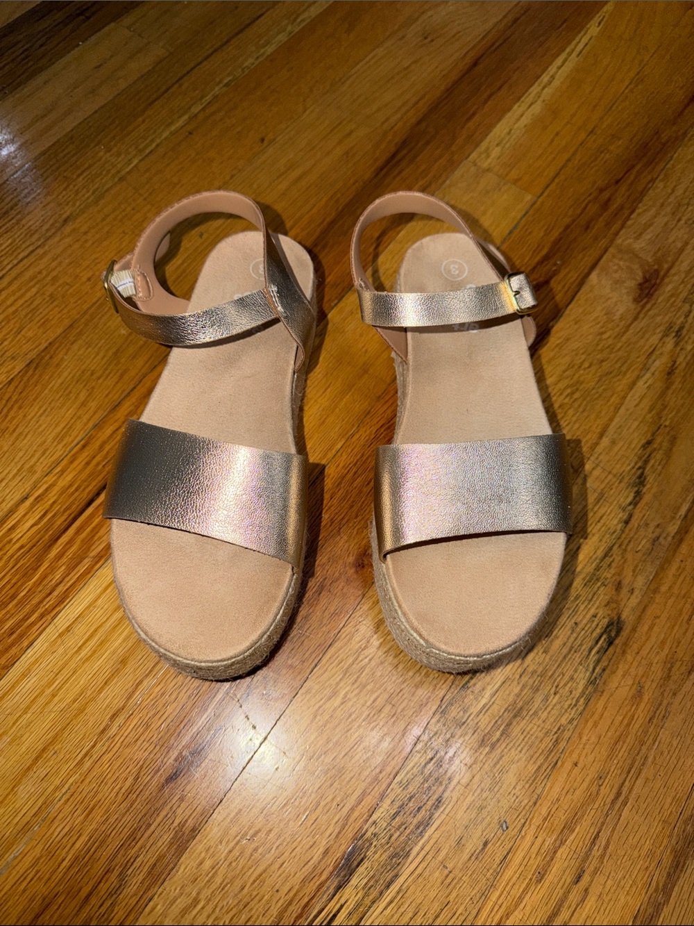 art class Metallic Rose Gold Ankle-Strap Sandals